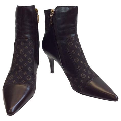 louis vuitton brown monogram ankle boots booties|Louis Vuitton brown in boots.